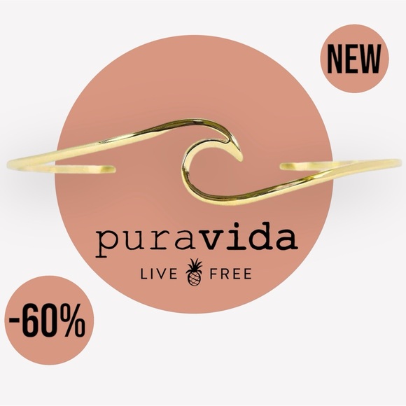 NEW PURA VIDA GOLD CUFF WAVE BRACELET 60% OFF! - Picture 1 of 5